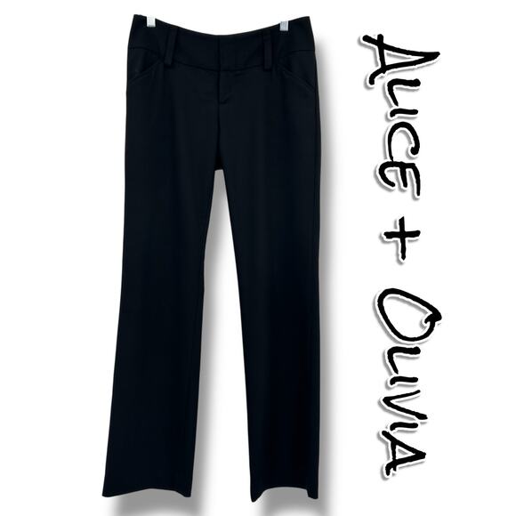 Alice + Olivia Employed Black Straight Leg Trouser Pants Career Office Womens 10 - Picture 1 of 12